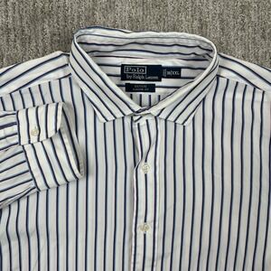 Polo Ralph Lauren Mens 18 XXL Blue Pink White Striped Estate Classic Fit‎ Button